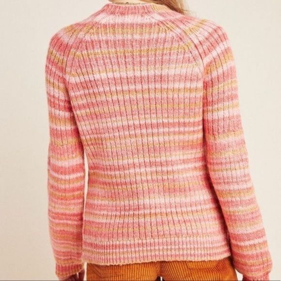 t. la Anthro Drea Raglan Stripe Space Dye Sweater Top Pullover Medium 6345 NWT - Picture 3 of 15